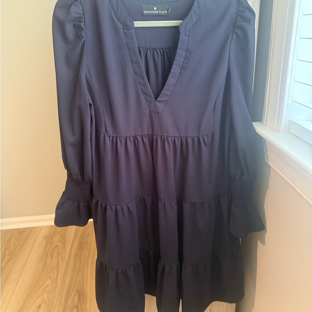 Navy Crepe Kenzo Dress